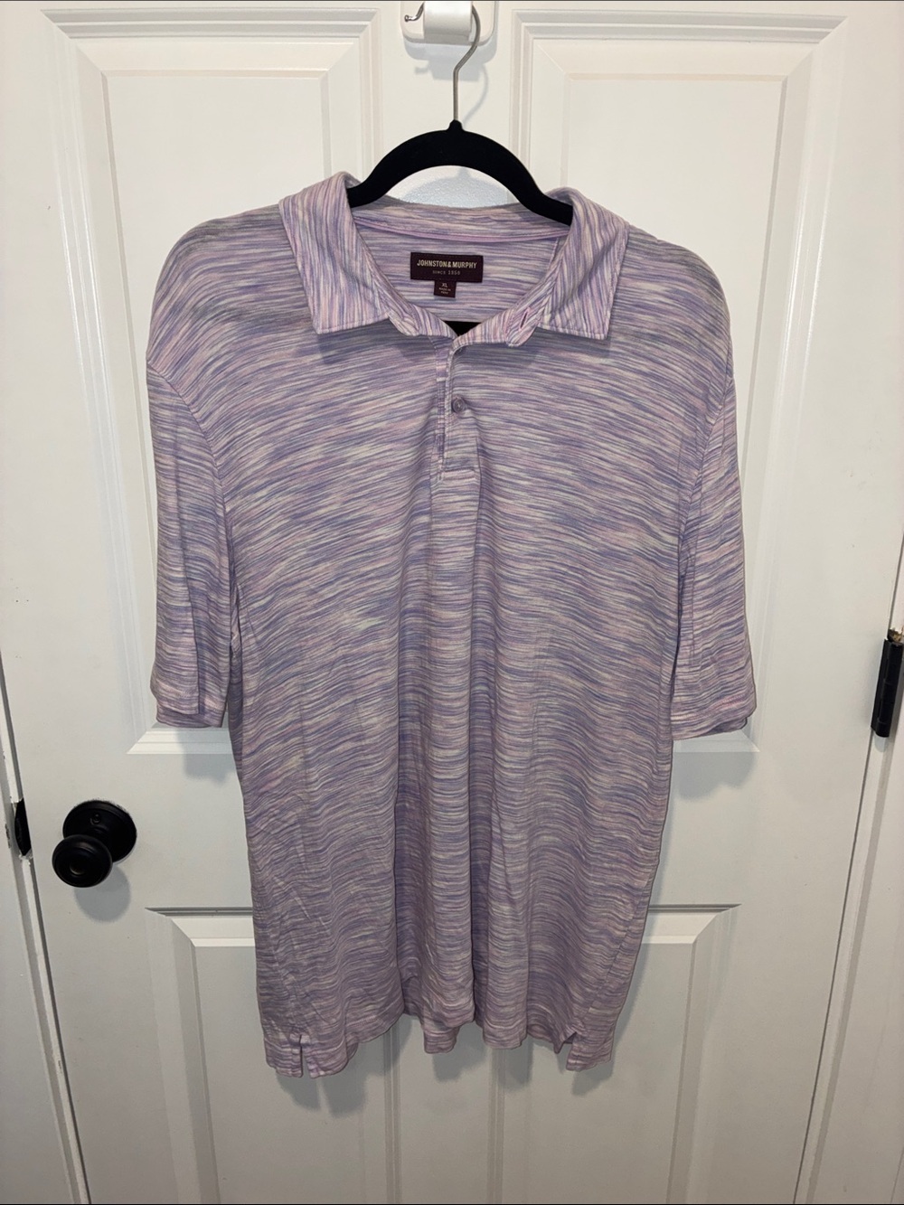 Johnston & Murphy Organic Cotton Men's Light Lavender Heather Henley Shirt